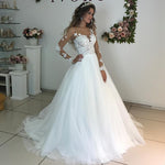 Load image into Gallery viewer, Elegant Lace Appliques Long Sleeves Wedding Dresses Ball Gowns
