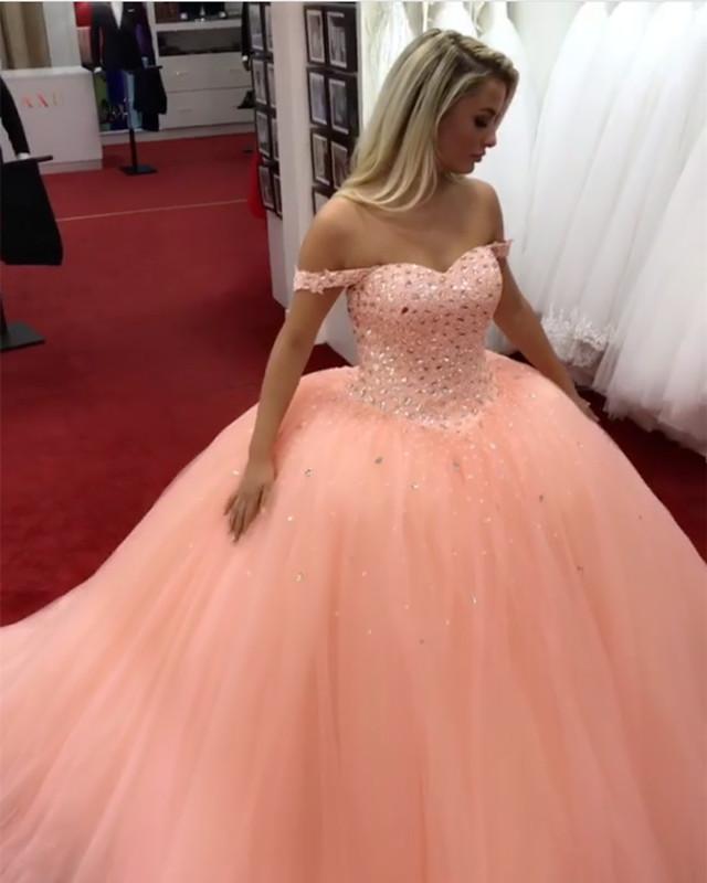 Peach-Wedding-Ballgown-Dresses