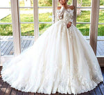 Load image into Gallery viewer, Lace Long Sleeves Tulle Off Shoulder Wedding Dresses Ballgowns
