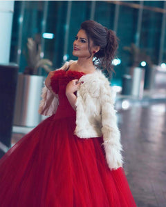 Off Shoulder Tulle Ball Gown Flower Wedding Dresses