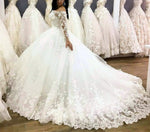 Load image into Gallery viewer, Lace Long Sleeves Tulle Off Shoulder Wedding Dresses Ballgowns
