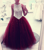 Load image into Gallery viewer, Sequin Beaded Scoop Neckline Tulle Backless Quinceanera Dresses Ball Gowns
