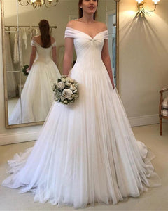Vintage-Tulle-V-neck-Wedding-Dresses-2019-Princess-Bridal-Gowns