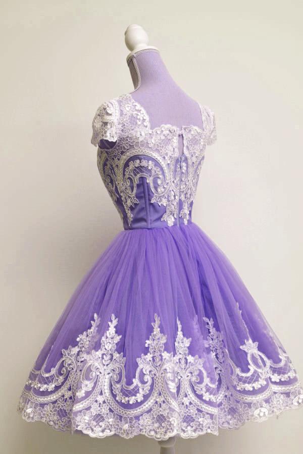Vintage 1950s Style Tulle Swing Party Dress Lace Cap Sleeves