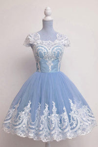 Vintage 1950s Style Tulle Swing Party Dress Lace Cap Sleeves