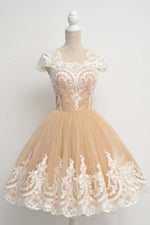 Load image into Gallery viewer, Vintage 1950s Style Tulle Swing Party Dress Lace Cap Sleeves
