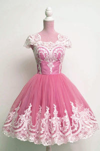 Vintage 1950s Style Tulle Swing Party Dress Lace Cap Sleeves
