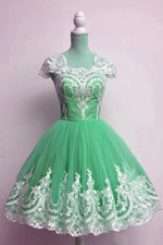 Cargar imagen en el visor de la galería, Vintage 1950s Style Tulle Swing Party Dress Lace Cap Sleeves
