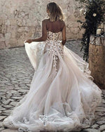 Load image into Gallery viewer, Lace Embroidery Sweetheart See Through Corset Tulle Wedding Dresses 2019
