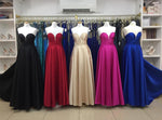 Load image into Gallery viewer, Simple Design Sweetheart Long Satin Prom Dresses 2018
