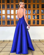 Load image into Gallery viewer, Open-Back-Evening-Gowns-Long-Prom-Dresses-Royal-Blue
