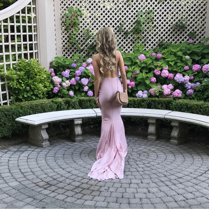 Sexy Backless Long Jersey Mermaid Bridesmaid Dresses For Weddings