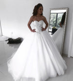 Load image into Gallery viewer, Lace Embroidery Sweetheart Floor Length Ball Gown Wedding Dresses
