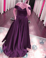 Load image into Gallery viewer, Sexy Off The Shoulder Long Satin Prom Dresses 2019
