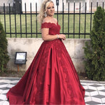 Load image into Gallery viewer, Burgundy-Ball-Gowns-Prom-Dresses-2019-Elegant-Evening-Gowns
