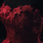 Cargar imagen en el visor de la galería, Burgundy Floral Lace Sweetheart Tulle Ball Gown Wedding Dresses
