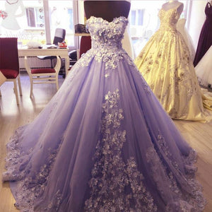 Light Blue Ball Gown Tulle Sweetheart Appliques Quinceanera Dresses