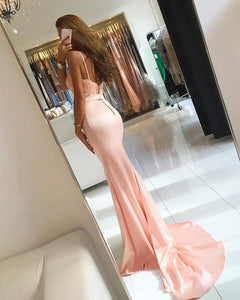 Elegant Appliques Sweetheart Satin Mermaid Prom Dresses