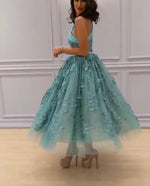 Load image into Gallery viewer, Elegant One Shoulder Mint Tulle Lace Appliques Ball Gowns Party Dress
