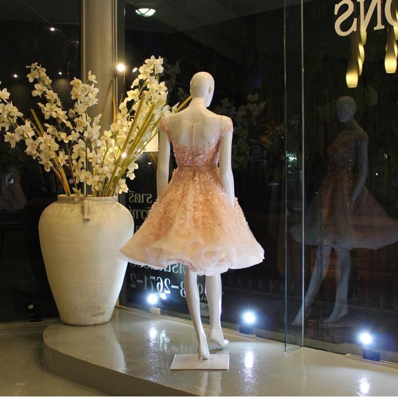 Elegant Pink Lace Appliques Tulle Prom Short Dresses 2022