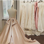 Cargar imagen en el visor de la galería, Unique Bow Back Satin Princess Wedding Dresses Pink
