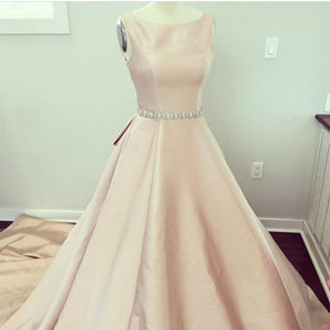 Unique Bow Back Satin Princess Wedding Dresses Pink