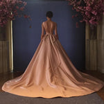 Load image into Gallery viewer, Unique Bow Back Satin Princess Wedding Dresses Pink
