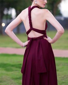 Sexy Backless Floor Length Chiffon Halter Bridesmaid Dresses