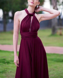 Sexy Backless Floor Length Chiffon Halter Bridesmaid Dresses