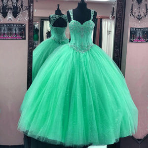 Beaded Sweetheart Tulle Ball Gowns Quinceanera Dresses