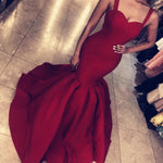 Load image into Gallery viewer, Burgundy-Evening-Gowns-Mermaid-Sweetheart-Prom-Dress
