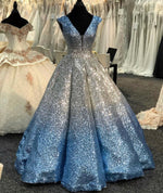 Load image into Gallery viewer, Ombre Quinceanera Dresses V-neck Sequin Ball Gowns For Sweet 16
