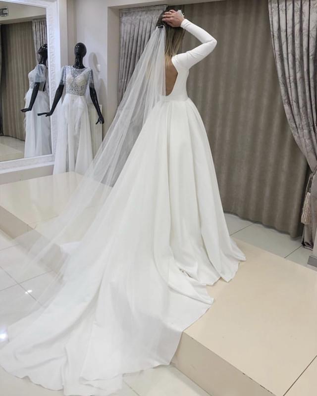 Elegant-Satin-Ball-Gowns-Wedding-Dresses-For-Bride