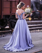 Load image into Gallery viewer, Ball Gowns Lace Embroidery Satin Off Shoulder Wedding Dresses
