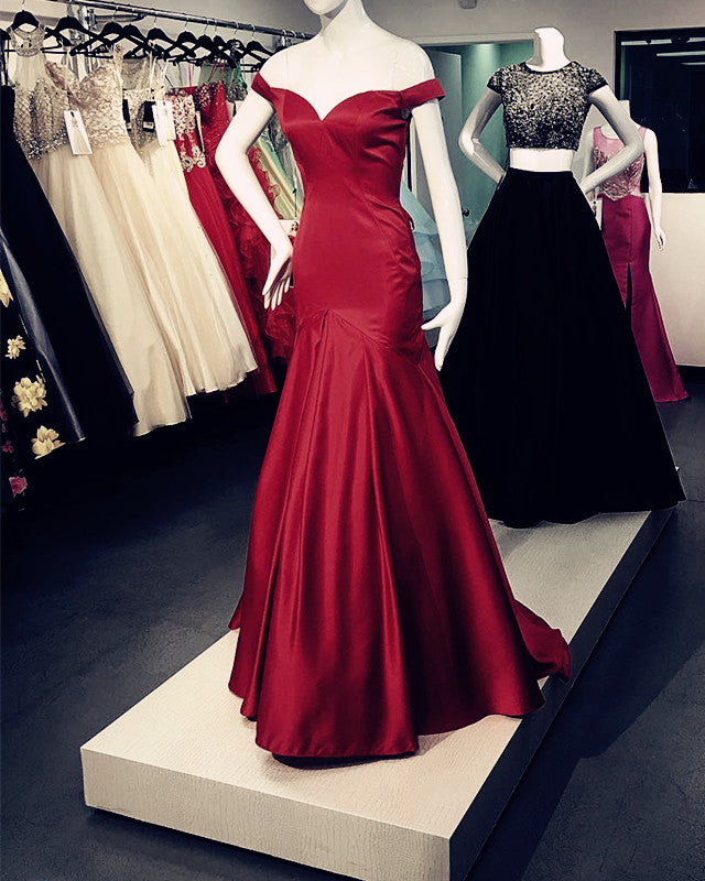 Burgundy Prom Mermaid Dresses