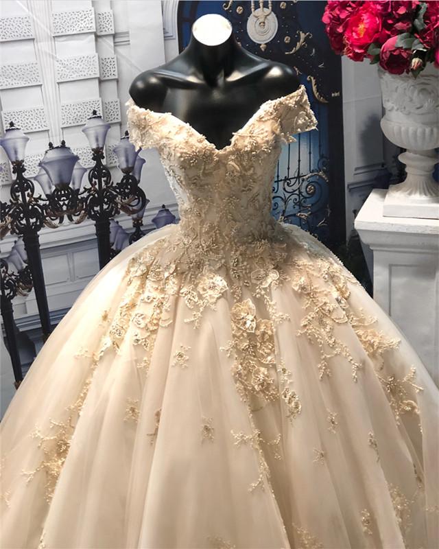 Champagne-Wedding-Lace-Dresses