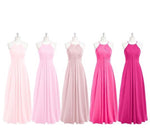Load image into Gallery viewer, Elegant Pleated Long Chiffon Halter Bridesmaid Dresses
