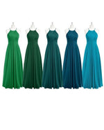 Load image into Gallery viewer, Elegant Pleated Long Chiffon Halter Bridesmaid Dresses
