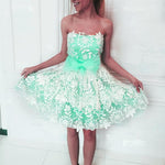 Load image into Gallery viewer, Elegant White Lace Appliques Tulle Cocktail Party Dresses Bow Sashes
