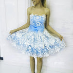 Load image into Gallery viewer, Elegant White Lace Appliques Tulle Cocktail Party Dresses Bow Sashes
