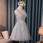 Load image into Gallery viewer, Silver Tulle V Neck Cocktail Party Dresses For Wedding
