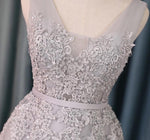 Load image into Gallery viewer, Silver Tulle V Neck Cocktail Party Dresses For Wedding
