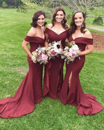 Load image into Gallery viewer, Mermaid V-neck Off Shoulder Satin Prom Evening Dresses
