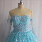 Load image into Gallery viewer, Illusion Neckline Long Sleeves Lace Ball Gowns Quinceanera Dresses 2018
