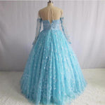 Load image into Gallery viewer, Illusion Neckline Long Sleeves Lace Ball Gowns Quinceanera Dresses 2018
