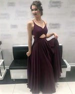 Load image into Gallery viewer, Chic V Neck Cross Back Long Chiffon Prom Dresses
