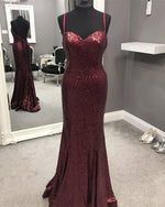 Load image into Gallery viewer, Burgundy-Sequins-Dresses

