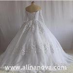 Load image into Gallery viewer, Lace Long Sleeves Ball Gowns Wedding Dresses Off The Shoulder
