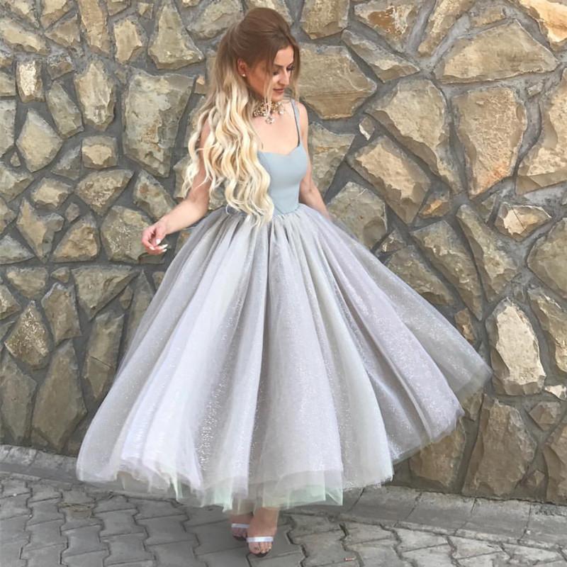 Simple A Line Silver Tulle Swing Ball Gown Party Dresses