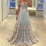 Load image into Gallery viewer, Light-Blue-Tulle-Evening-Dresses-Lace-Embroidery-Prom-Dresses-2019
